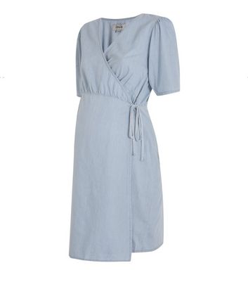 Maternity Blue Denim Wrap Dress | New Look